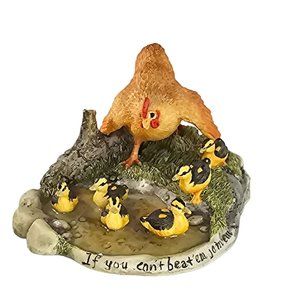 Lowell Davis If You Can't Beat Em Join Em Figurine Chicken Hen Ducklings